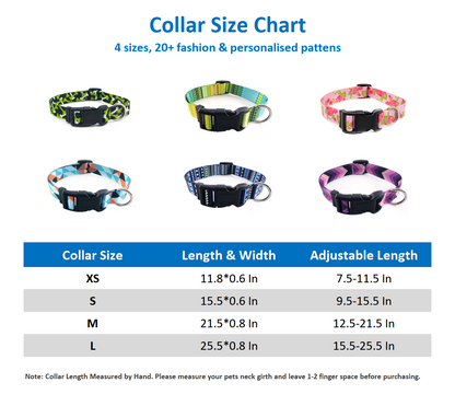 Dog Collar with Fashion Print on 25mm Collar Strap, Adjustable Basic Dog Collar with Neoprene Liner for Your Pets Comfort